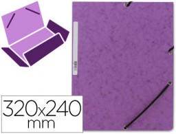 Carpeta de gomas Q-Connect A4 3 solapas cartón violeta